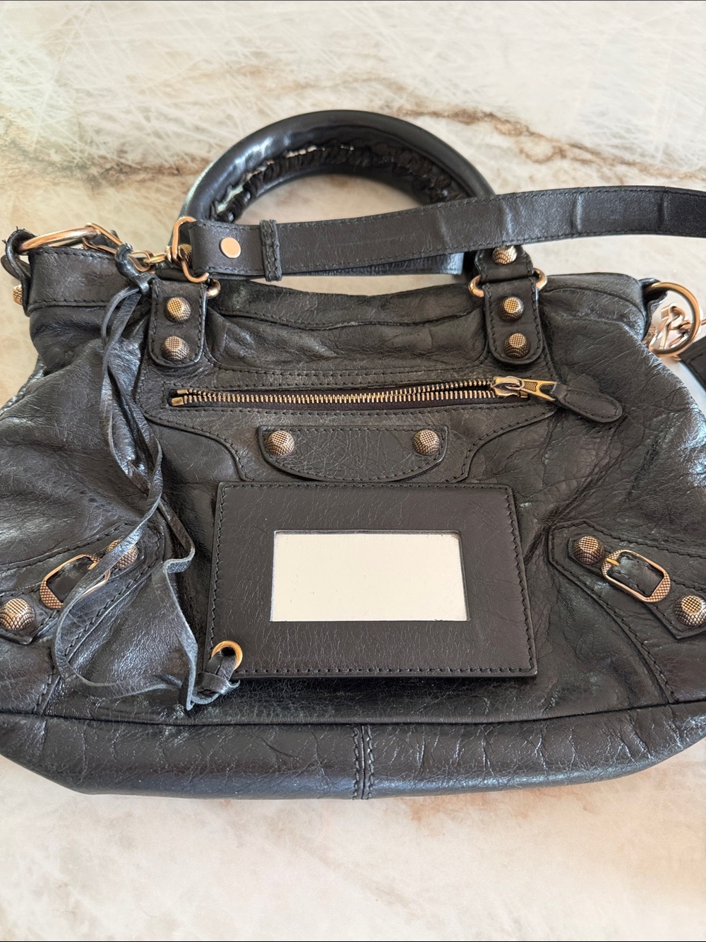Balenciaga Black Leather Satchel with Gold Hardware - Picture 4 of 16